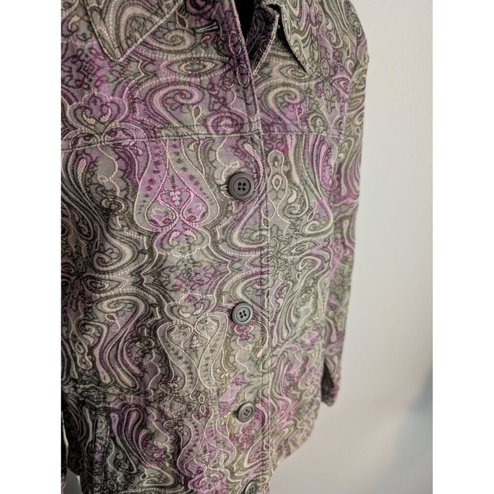Rebecca Malone Women's Green & Purple‎ Paisley Denim Jacket - XL - Picture 3 of 7